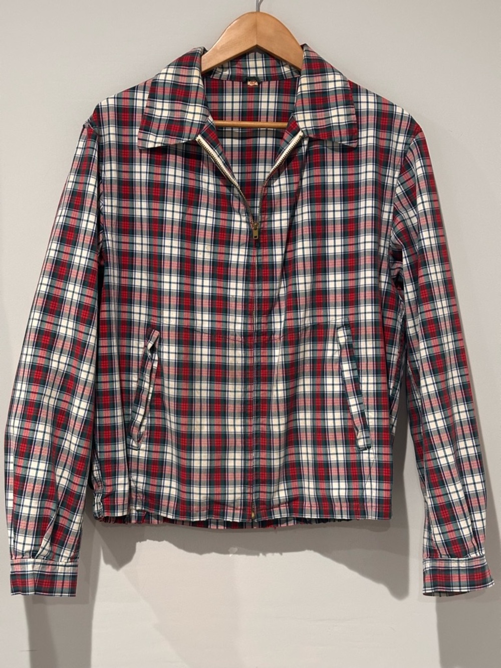 Zero King Plaid Jacket Vintage Women’s Size 42 Red Green Full Zip Retro